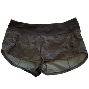 Lululemon Speed Up Lined 2.5” Run Short Rise Sz 6 Heritage Camo Deep Coal Black